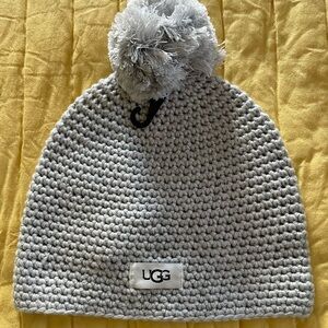 UGG Women's Light Gray Knit Hat with Pom